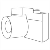 Continuous single line art drawing of camera line art illustration vector