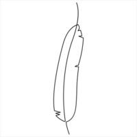 Continuous one line art drawing feather single line art illustration vector