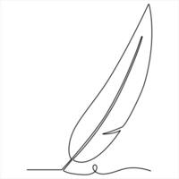 Continuous one line feather single line art illustration vector