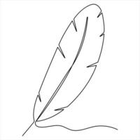 Single line continuous feather single line art drawing outline style illustration vector