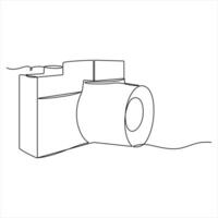 Continuous camera single line art drawing outline design illustration vector