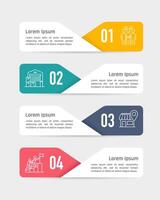 4 Vertical infographic elements options. Banner, Poster, Presentation and Strategy. vector
