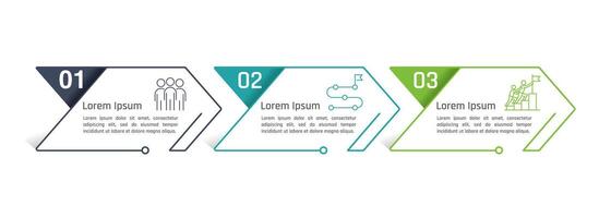 3 process infographic arrows line design template. Planning, Marketing, Strategy and Business presentation. vector