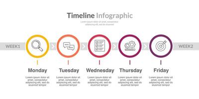 5 Days of week project plan infographic. Banner, Poster, Presentation and Strategy. vector