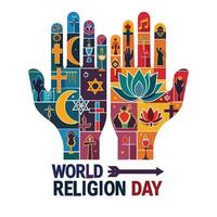 Mosaic of Faiths Celebrating World Religion Day with Unity and Harmony vector