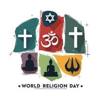 Unity in Faith Celebrating World Religion Day with Harmonious Symbols vector