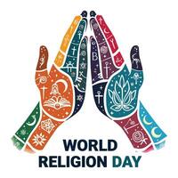 Prayerful Unity Celebrating World Religion Day with Symbolic Hands vector