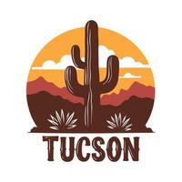 Saguaro Cactus with Tucson Skyline vector