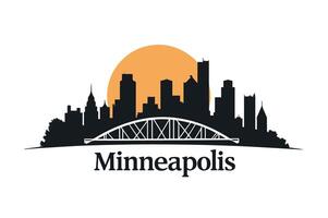 Stone Arch Bridge with Minneapolis Skyline vector