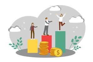 The concept of teamwork and career development. Earning money vector
