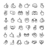 Hands gestures icons collection in modern thin line vector