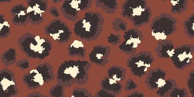 Leopard-inspired seamless pattern with bold spots outlined on a brown background. Unique abstract animal print ornament for fashion design, modern decor, and artistic branding projects. vector