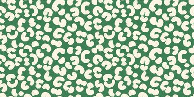 Plain seamless leopard print pattern with white spots, organic shapes on a green background. Bold, modern, trendy design for textiles, fashion, digital wallpapers, creative branding projects. vector