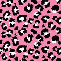 Seamless leopard-style pattern in black and white spots on a bright pink background. abstract design animal print. Perfect for fashion, textiles, wallpapers, offering a bold and trendy look vector