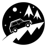 Free car icon in a mountain landscape for design projects. vector