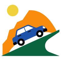 Free car icon on mountain terrain for design use. vector