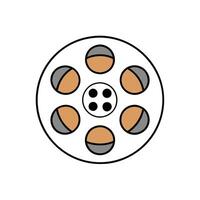 Retro film reel illustration with vintage frame. vector