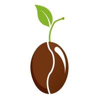 Free coffee bean icon with sprouting leaf for your project vector