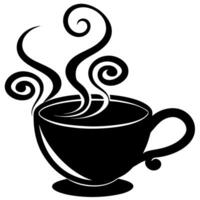 A steaming cup of coffee with swirling steam for freshness. vector