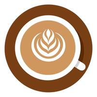 Top down view of a coffee cup with steaming drink. vector