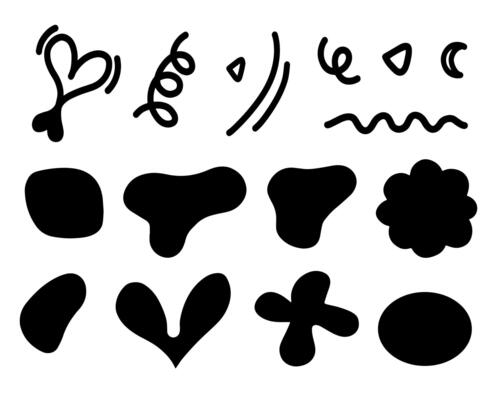 Abstract black ink blot background and other shape element. for cards and flyers design