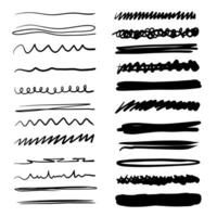 Set of artistic pen brushes. Hand drawn grunge strokes. Doodle lines, various dividers for web sites. vector