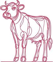 Hand Drawn Cow Line Art Illustration Simple Farm Animal Design for Prints and Digital Use vector