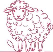 Minimal Sheep Line Art Illustration Simple Hand Drawn Farm Animal Design for Prints and Merchandise vector