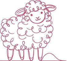 Hand Drawn Sheep Line Art Illustration Simple Farm Animal Design for Prints and Digital Use vector