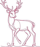 Elegant Minimalist Line Art Deer Illustration - Modern One-Line Design for Wildlife and Nature Inspired Wall Art vector