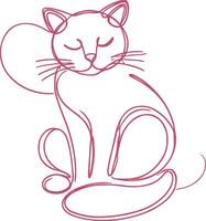 Minimalist Line Art Cat Illustration - Elegant One-Line Drawing of a Cat vector