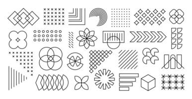 Memphis Shape line ornament object geometric shapes set vector
