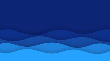 blue wave sea papercut style background design vector