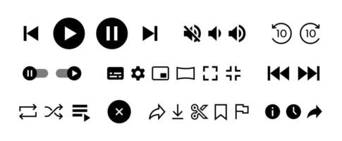 Media player icons set. player interface icons. Cinema icon vector