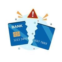 e banking problem illustration, failed transaction. bank card error, broke, problems. icon design symbol vector