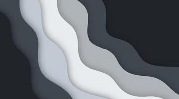 Abstract background wave white grey black papercut style vector