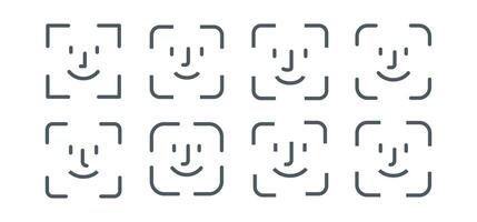 Face ID biometric icon design set. . face recognition password security symbol illustration vector