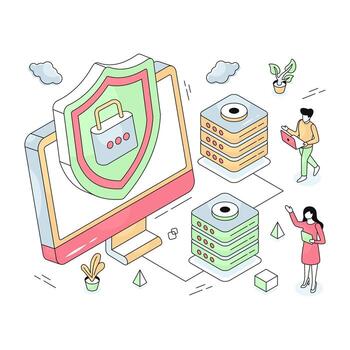 un ilustración diseño de servidor seguridad vector