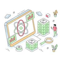 An illustration design of online science vector