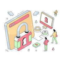 Modern design illustration of web security vector