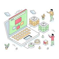 Conceptual isometric design illustration of hierarchy vector