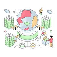 A isometric illustration design of global server vector