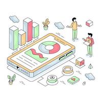 Modern design illustration of mobile data analytics vector