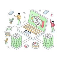 Isometric design illustration of system browser vector