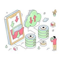 Editable design illustration of cloud data transfer vector