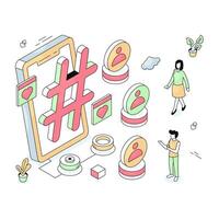 Modern design illustration of mobile hashtag vector