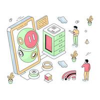 A colored design illustration of mobile robot vector