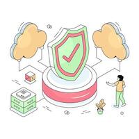 Editable design illustration of cloud security vector