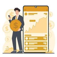 Simple illustration of financial investment theme with strategies for growing wealth and future planning vector