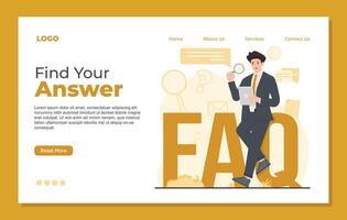 Flat design website landing page template of find your answer. illustration vector